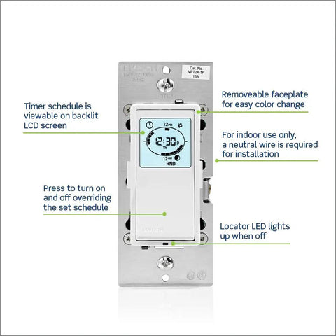 Programmable And Astronomical Timer Switch for lights and motor loads with backlit LCD screen and buttons for settings