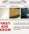 Rugged Rust-Proof Aluminum First Aid Room Sign For Office, Factory, Warehouse, And Workshop - 12 By 8 Inches shown on wall