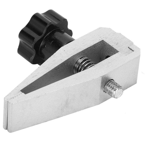 Push-Pull Force Fixture Clamp for tensile testing, 500N stainless steel, heavy-duty grip with adjustable knob, side view
