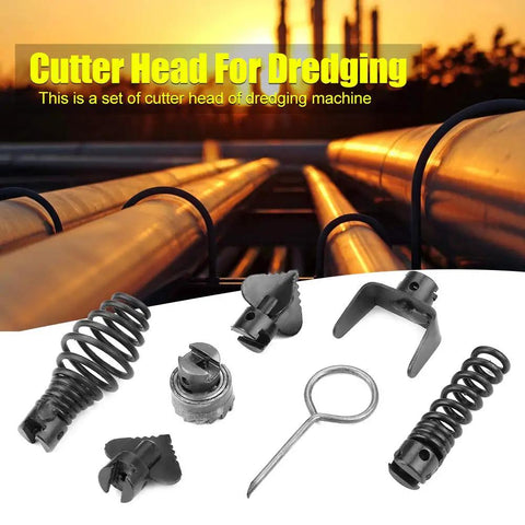 Heavy Duty 6 Pack Manganese Steel Dredger Machine Cutter Heads For 16mm Collet Pipe Cleaning Industrial Grade Tough Wear Resistant Bits Hits Nasty Clogs Like Pros At Homes Or Job Sites Fits Standard Dredging Units Solid Gear Just Fixes It. 6 cutter heads with key