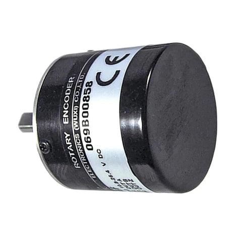 TRD MA512N Absolute Rotary Encoder With MA512P Compatibility, black industrial-grade sensor for CNC machines, side view