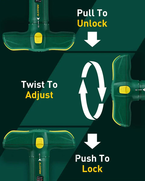 Quarter Inch Torque Wrench Set With Hidden 12-Piece S2 Steel Bits In T-Handle, showing unlock, adjust, and lock instructions.
