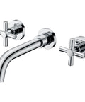 Wall Mount Bathroom Faucet With Cross Handles In Modern Chrome Finish Slick Upgrade Rough In Valve Included Durable And Corrosion Resistant