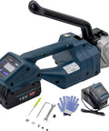 Heavy Duty Electric Strapping Machine Handheld Semi Auto Banding Tool For 1/2 To 5/8 In PP PET Plastic Straps with accessories.