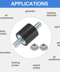 4 Pack M5 By 12mm Rubber Mounts 15mm By 15mm Cylindrical Anti Vibration Isolator Studs With Nuts For Cars, Bobbin, Generators And Air Compressors Heavy Duty. Rubber mount with studs and nuts for generators, air compressors, washing machines