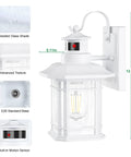 Two Pack Motion Sensor LED Outdoor Wall Lights Dusk To Dawn Exterior Lanterns Matte White Waterproof with Seed Glass E26 Base