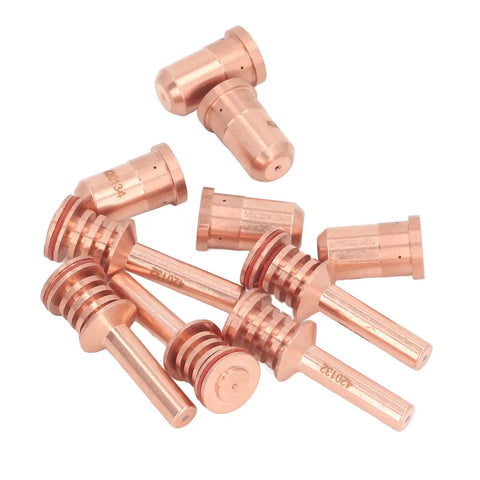 Solid Prime Kit For Plasma Cutter With 5 Brass Nozzles And Electrodes Fit PMX 30AIR Torch Replacement Parts showcasing brass nozzles.