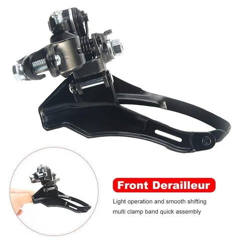 Universal Front Derailleur For Mountain Bikes Dope Steel Construction Built To Last Smooth Shifting Quick Clamp black steel