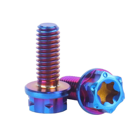 Set Of 4 Titanium Torx Head Flange Bolts M4 10mm 15mm 20mm Burnt Blue For Motorcycle And Bicycle Ultra Lightweight High Strength Hardware