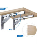 Heavy Duty Folding Shelf Brackets Stainless Steel Wall Mounted 15.6 Inch Load 551 Lbs in open and folded positions