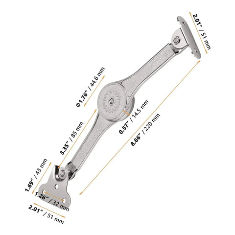 Side view of Six Pack Soft Close Lid Hinges With Hex Wrench Folding Lid Stay Hinge For Cabinets Wardrobes And Wooden Boxes.