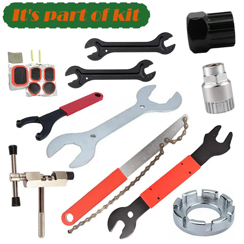 All In One Bike Repair Tool Kit For DIY Riders, Multifunction Maintenance Set With Box, Premium Carbon Steel Tools displayed