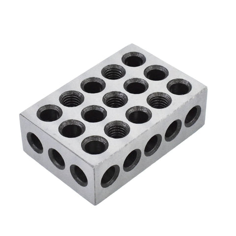 Front view of 1-2-3 precision block jig, 23-hole, hardened steel block