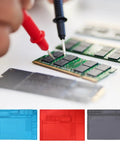 Close-up of Rock Solid Silicone Magnetic Soldering Mat For Electronics Repair Heat Resistant Non Slip Anti Scald Blue 17 By 11 8 Inches