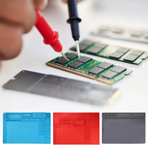 Anti Static Foldable Non Slip Premium Flexible Silicone Soldering Mat 15 Point 8 By 11 Point 8 Inches with DIY electronic repair tools