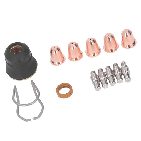 13 Piece Plasma Cutter Torch Consumables Kit For S45 With Electrodes, Nozzles, Tips, Spacers, Guide, Gas Diffuser Replacement Parts Pro Grade
