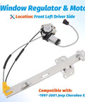 Plug And Play Power Window Regulator With Motor For Front Left Driver Side Fits Jeep Cherokee XJ 1997 2001 OE 741 768 55154959AI Easy Install 2 Pin Connector Durable Upgrade.
