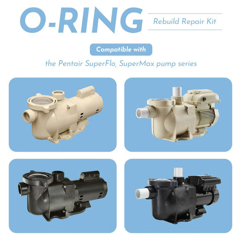 O Ring Rebuild Repair Kit for SuperFlo and SuperMax Pool Pumps Includes Two Pump Union O Rings Two Drain Plug O Rings Water Slinger US Seal PS 200 Shaft Seal and O Ring Lubricant for Quick, Easy, Pro Grade Seal Fix. Compatible with Pentair SuperFlo and SuperMax pool pumps, beige and black