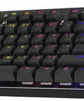 Top Shelf Tenkeyless Wireless Gaming Keyboard With Snappy Tactile Switches And Blazing Lightspeed Response For Crushing Every Ranked Match In Polished Black Frame at angle showing RGB keys.