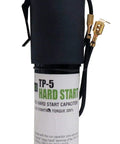 Hard Start Capacitor TP5 43 To 53 MFD 90 To 277 VAC For Half To 10 HP Motors with attached wires and label