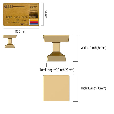 Diagram showing measurements of Champagne Bronze Cabinet Knobs Set 10 Pack 1.2 Inch 30mm Single Hole Drawer Knobs And Pulls ZH0008.