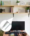 Self-Drilling Drywall Anchors Set With Zinc Alloy Screws, 200 Piece Kit For Picture Frames, Mirrors, Shelves, And Bathroom Accessories No Drill Needed, Easy Removal, Strong Hold. Wall shelf and desk with anchor close-up