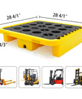Heavy Duty Modular Spill Containment Pallet With Drain And Grating, Stackable Platform With Forklift Pockets, 2300 Lb Capacity