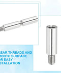 Close-up of 2 Pcs M8x35mm And 12mm Stainless Steel Standoff Extension Posts With Male To Female Thread Adapters, smooth surface detail.