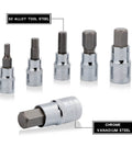 Solid As Rock 13 Piece Metric Hex Bit Socket Set Featuring Drop Forged S2 Steel And Chrome Drives With Rust Proof Coating on display.
