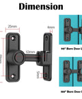 Heavy Duty Barn Door Lock Latch With 90 And 180 Degree Operation Zinc Alloy Construction Sliding Door Lock Hardware For Garage Garden Bathroom Cabinet And Home Safety Durable Matte Black Finish with dimensions