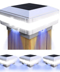 Close-up of the 4x4 Solar Post Cap Light No Hassle Easy Install With 52 LEDs, 160 Lumen Outdoor Deck Lights for 3.5x3.5 posts, white shell