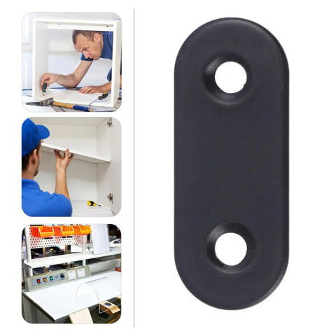 Stainless Steel Flat Plate Straight Shelf Brackets Set With 48 Screws 24 Pack shown in home and office use settings