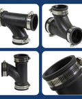 No Sweat Flex Tee Coupling With Heavy Stainless Steel Bands Fits One Point Five Inch Pipe For Dwv And Sewer Lines Rust Tight Gasket Seal