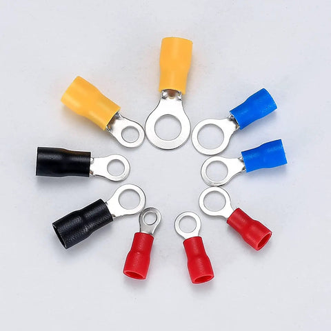 200 Pcs Mixed Quick Disconnect Ring Terminals Kit For Automotive And Home Wiring Insulated O Ring Crimp Connectors
