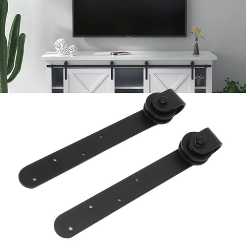 Rustic Sliding Barn Door Hardware Kit With Carbon Steel Track Rail For Single Or Double Bypass Doors, black steel brackets