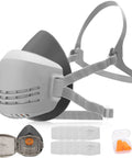 Respirator Mask With 13-Piece Filter Kit For Dust Gases Fumes Asbestos Organic Vapors And Chemicals, Ideal For Painting Sanding Welding Construction, Portable PPE That Fits Comfortably And Quickly Assembles.