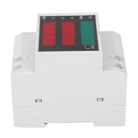 Top Shelf Digital Current And Voltage Meter Featuring Bright LED Displays For Industrial Control Systems, compact white device.