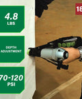 Cap Stapler For Roofing Felt Foam Insulation And House Wrap On The Job Ready Lightweight Pneumatic Nailer in use