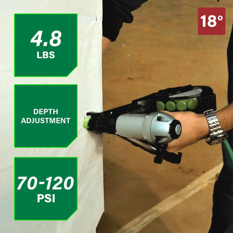 Cap Stapler For Roofing Felt Foam Insulation And House Wrap On The Job Ready Lightweight Pneumatic Nailer in use