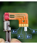 Close-up of 5mm Gearbox Stepper Motor, 8mm Stroke Linear Actuator, showing 2-Phase 4-Wire configuration for phone camera rigs