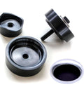 Heavy Duty Hole Punch And Flare Tool For Metalworking Black Finish Half Inch Dimple Plate Dies For 16 Gauge Steel Use With Draw Bolt Or Bench Press Creates Smooth Holes And Precise Flares With Pilot Hole Pro Grade Build. Components include black steel dies and draw bolt.
