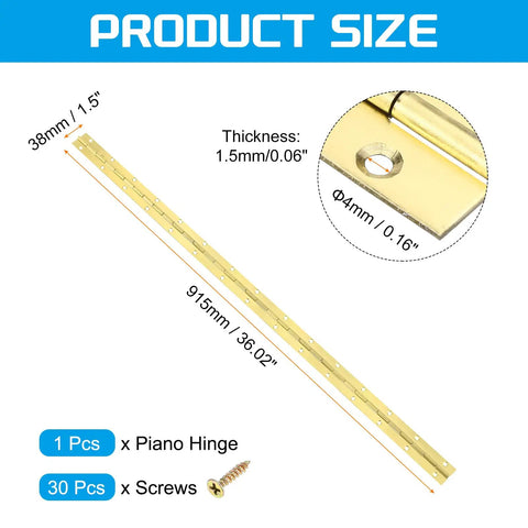 Real Deal Heavy Duty Stainless Steel Piano Hinge Full Length Continuous Design With No Sweat Setup On Point Durability For Cabinets Doors And Pianos Tight Secure Hold Guaranteed, 915mm long, 38mm wide.