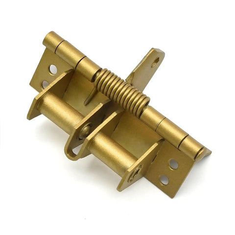 Spring Loaded Automatic Door Closer Hinge With Hidden Positioning For A Smooth Quiet Close Gold Finish Iron Construction 1 Piece Model 572