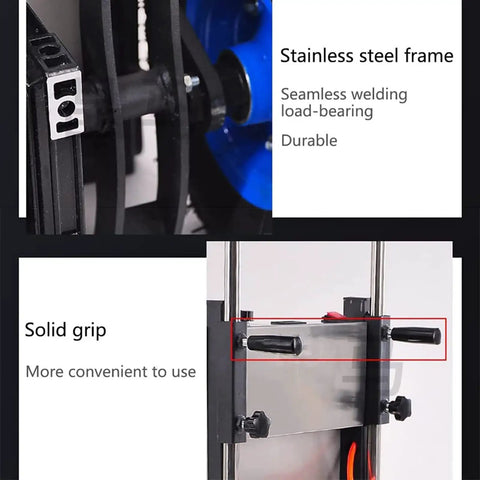 Huge 1200 Watt Electric Stair Climbing Hand Truck With 500 Kg Heavy Load Capacity And 48 Volt Battery Powered Sack Caddy steel frame and solid grip for easy handling.