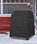No Fuss All Weather Compost Bin Cover For 43-Gallon Bins protecting garden bin in snowy yard, fits 28.7 x 27.2 x 35.8 inches