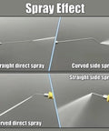 Diagram showing 4 Pack High Pressure Washer Nozzle Tips With 1/4 Quick Connect spray effects: straight direct, curved side, straight side, curved direct.