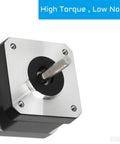 YEJMKJ Nema 17 stepper motor front view with silver mounting flange, black housing, square face, protruding shaft