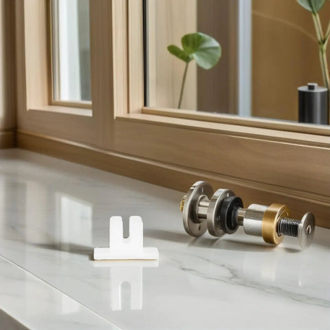 Kick Out Drafts With Heavy Duty Nylon Screen And Window Rollers Featuring Sturdy Guide Blocks For Double Track Sliding Doors Slick Gliding Pulleys Kit on marble countertop.