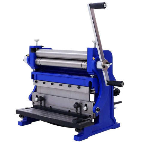 Beast 3 In 1 Sheet Metal Bender, Shear, And Slip Roll Machine for Crafts and Workshop, 12 inch wide, shown in blue casing