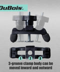 Front view of Multi Position T Track Hold Down Clamps Set with 1/4-20 T Track Bolts, Adjustable Pivots, 3 Groove Clamp Body